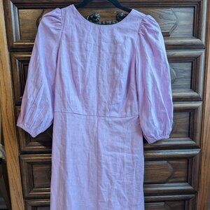 Ann Taylor Open Back Lilac Linen Flare Lined Dress Party Ethereal Size 0P